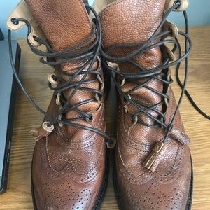 Ralph Lauren Mens Lace-Up Mahogany Leather Boots